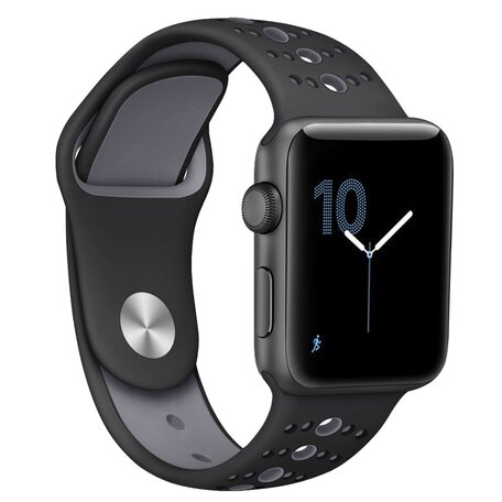 Sportbandje combi-kleuren - Zwart + grijs - Geschikt voor Apple Watch 38mm / 40mm / 41mm / 42mm