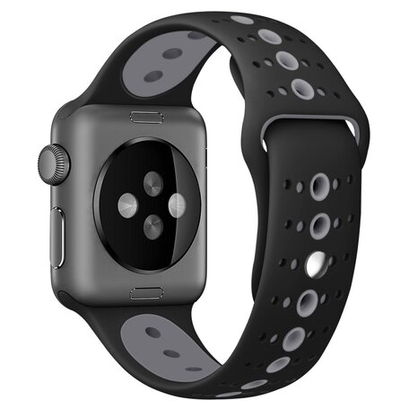 Sportbandje combi-kleuren - Zwart + grijs - Geschikt voor Apple Watch 38mm / 40mm / 41mm / 42mm