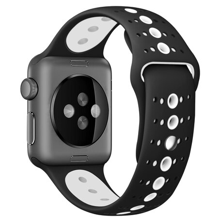 Sportbandje combi-kleuren - Zwart + wit - Geschikt voor Apple Watch 38mm / 40mm / 41mm / 42mm