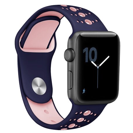 Sportbandje combi-kleuren - Paars + roze - Geschikt voor Apple Watch 42mm / 44mm / 45mm / 46mm / 49mm