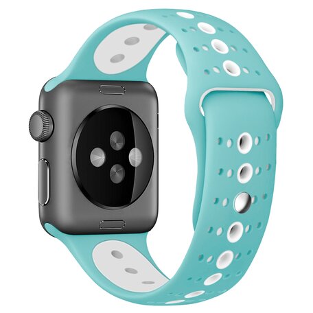 Sportbandje combi-kleuren - Blauw + wit - Geschikt voor Apple Watch 42mm / 44mm / 45mm / 46mm / 49mm