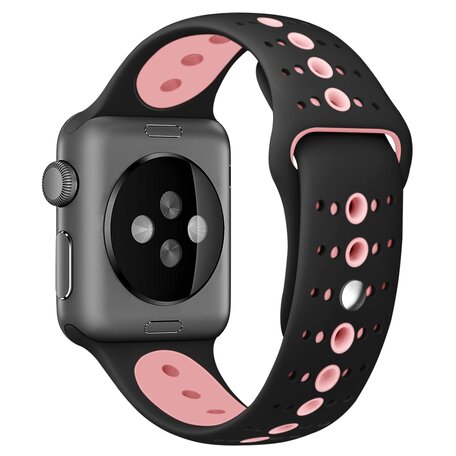 Sportbandje combi-kleuren - Zwart + roze - Geschikt voor Apple Watch 44mm / 45mm / 46mm / 49mm