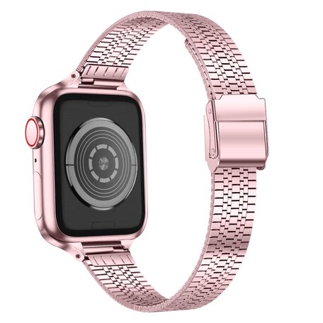 Stainless steel slim fit bandje - Rosé pink - Geschikt voor Apple Watch 42mm / 44mm / 45mm / 46mm / 49mm