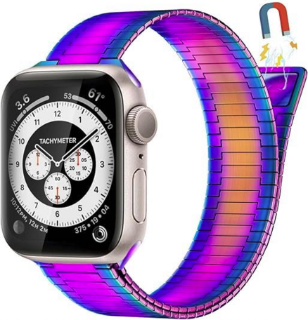 Magnetische stalen band - Zeer sterke magneet - Multicolor - Geschikt voor Apple Watch 42mm / 44mm / 45mm / 46mm / 49mm