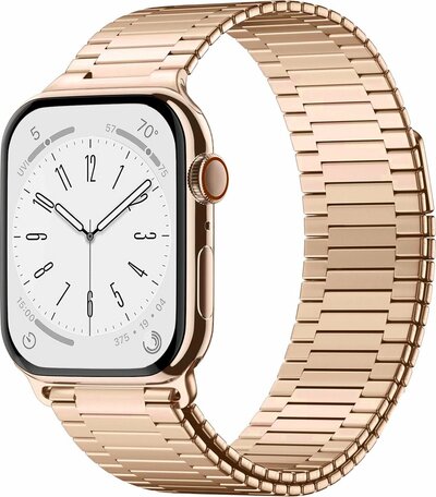 Magnetische stalen band - Zeer sterke magneet - Rosé goud - Geschikt voor Apple Watch 42mm / 44mm / 45mm / 46mm / 49mm