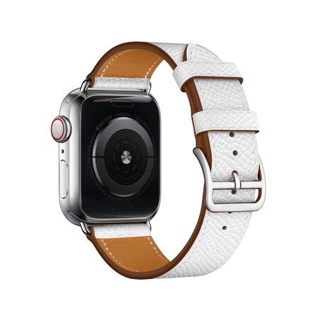 Lederen bandje - Wit - Geschikt voor Apple Watch 42mm / 44mm / 45mm / 49mm