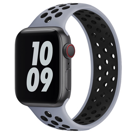 Solo Loop Sportbandje - Maat: S - Grijs + Zwart - Geschikt voor Apple Watch 38mm / 40mm / 41mm / 42mm