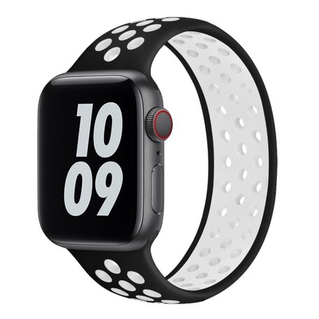 Solo Loop Sportbandje - Maat: S - Zwart + Wit - Geschikt voor Apple Watch 38mm / 40mm / 41mm / 42mm