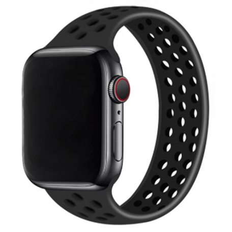 Solo Loop Sportbandje - Maat: M - Zwart - Geschikt voor Apple Watch 38mm / 40mm / 41mm / 42mm