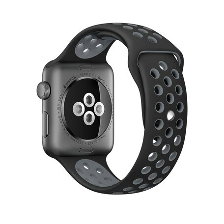 Sportbandje - Maat: S/M - Zwart + Grijs - Geschikt voor Apple Watch 38mm / 40mm / 41mm / 42mm