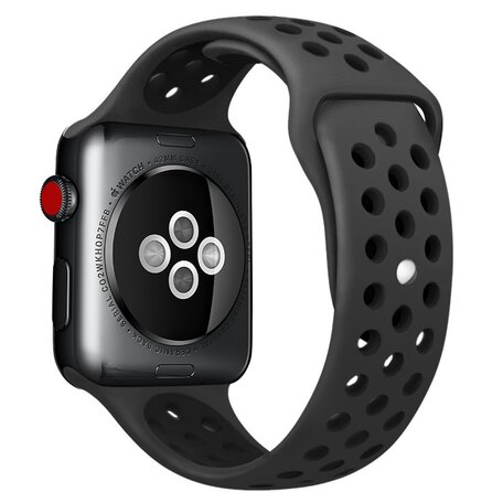 Sportbandje - Maat: S/M - Zwart - Geschikt voor Apple Watch 38mm / 40mm / 41mm / 42mm