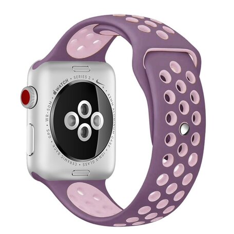 Sportbandje - Maat: S/M - Paars + Roze - Geschikt voor Apple Watch 38mm / 40mm / 41mm / 42mm