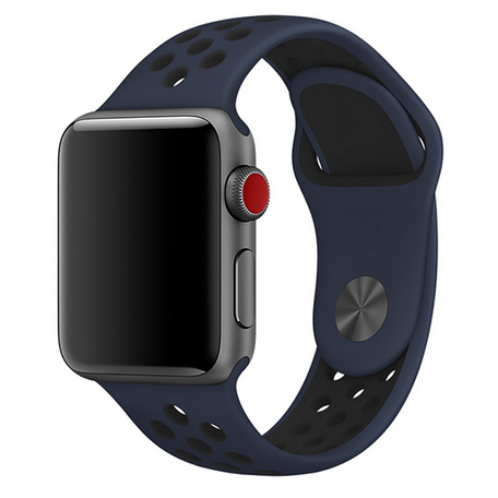 Sportbandje - Maat: S/M - Blauw + Zwart - Geschikt voor Apple Watch 38mm / 40mm / 41mm / 42mm