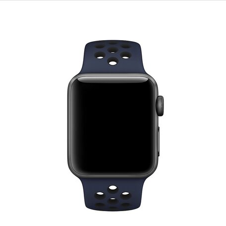 Sportbandje - Maat: S/M - Blauw + Zwart - Geschikt voor Apple Watch 38mm / 40mm / 41mm / 42mm