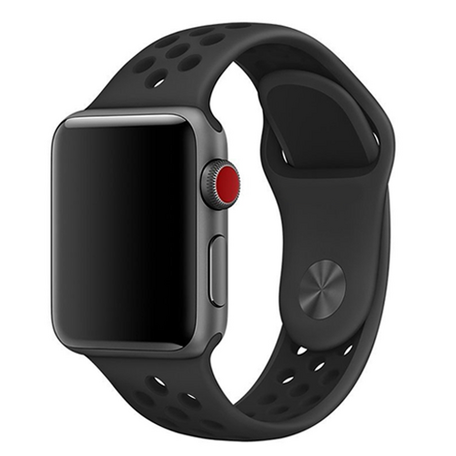 Sportbandje - Maat: S/M - Zwart - Geschikt voor Apple Watch 42mm / 44mm / 45mm / 46mm / 49mm