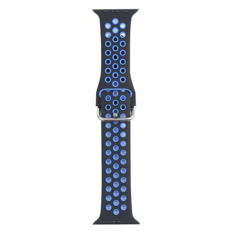 Siliconen sportband met gesp - Zwart + Blauw - Geschikt voor Apple Watch 38mm / 40mm / 41mm / 42mm