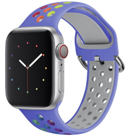 Siliconen sportband met gesp - Lichtpaars + Multicolor - Geschikt voor Apple Watch 38mm / 40mm / 41mm / 42mm