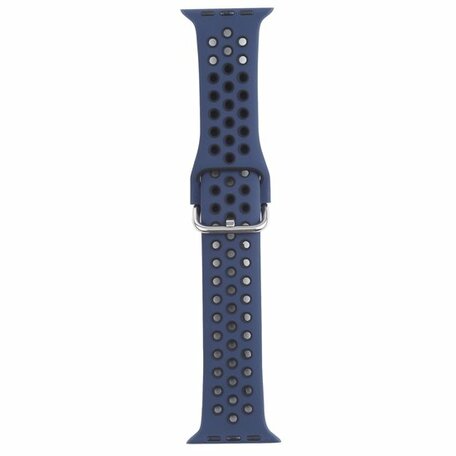 Siliconen sportband met gesp - Donkerblauw + Zwart - Geschikt voor Apple Watch 38mm / 40mm / 41mm / 42mm