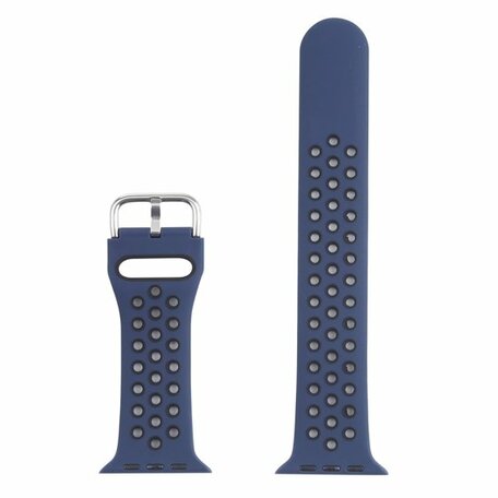 Siliconen sportband met gesp - Donkerblauw + Zwart - Geschikt voor Apple Watch 38mm / 40mm / 41mm / 42mm