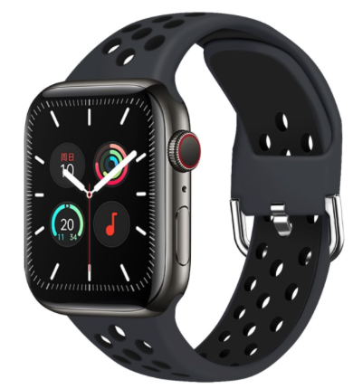 Siliconen sportband met gesp - Zwart - Geschikt voor Apple Watch 44mm / 45mm / 46mm / 49mm