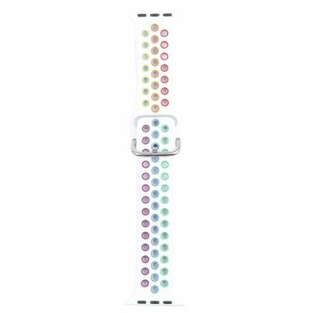 Siliconen sportband met gesp - Wit + Multicolor - Geschikt voor Apple Watch 42mm / 44mm / 45mm / 49mm