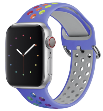 Siliconen sportband met gesp - Lichtpaars + Multicolor - Geschikt voor Apple Watch 42mm / 44mm / 45mm / 46mm / 49mm