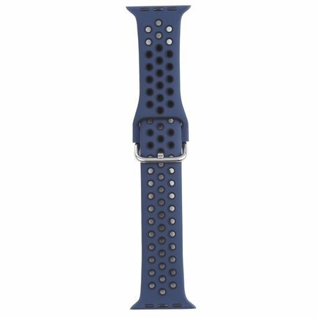 Siliconen sportband met gesp - Donkerblauw + Zwart - Geschikt voor Apple Watch 42mm / 44mm / 45mm / 46mm / 49mm