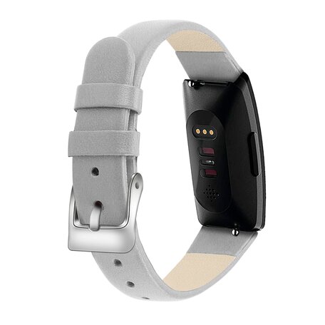 Fitbit Inspire 1 / HR / Ace 2 lederen bandje - Maat: Large - Grijs