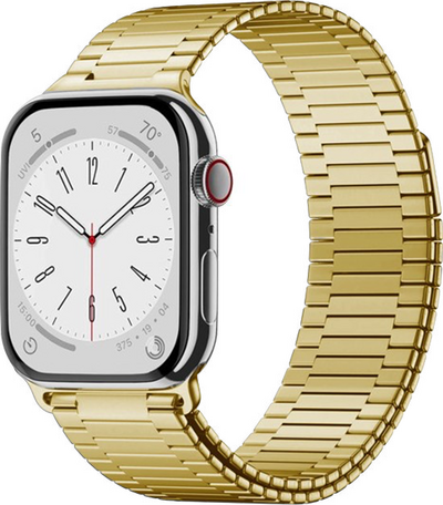 Magnetische stalen band - Zeer sterke magneet - Goud - Geschikt voor Apple Watch 42mm / 44mm / 45mm / 46mm / 49mm