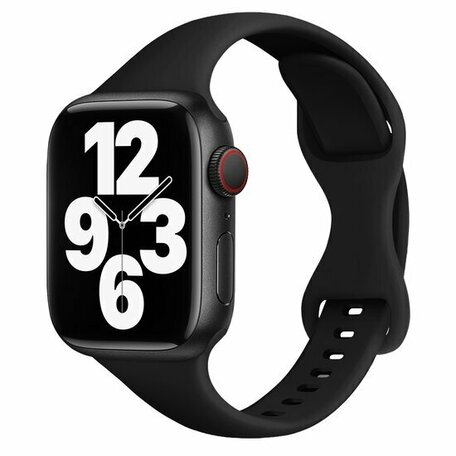 Sportbandje Slim Fit - Zwart - Geschikt voor Apple Watch 44mm / 45mm / 46mm / 49mm