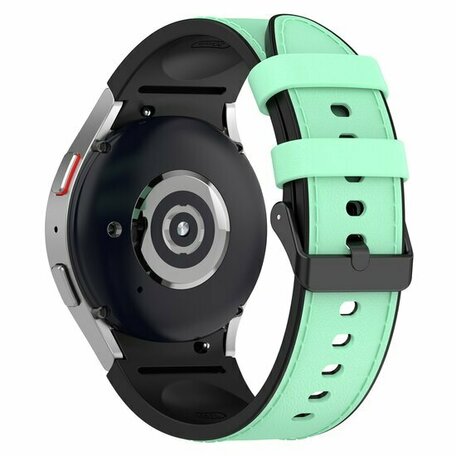 leer + siliconen bandje - Maat: large - Groen - Samsung Galaxy watch 7 - 40mm & 44mm