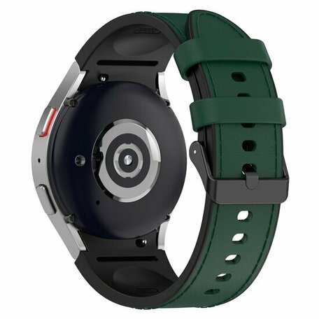 leer + siliconen bandje - Maat: large - Donkergroen - Samsung Galaxy watch 7 - 40mm & 44mm