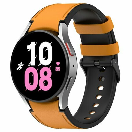 leer + siliconen bandje - Maat: small - Oker - Samsung Galaxy watch 7 - 40mm & 44mm