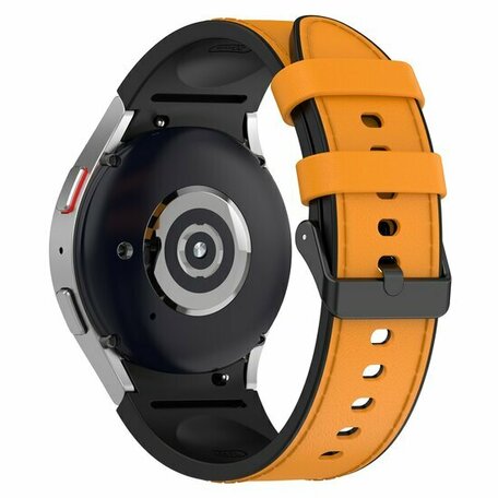 leer + siliconen bandje - Maat: small - Oker - Samsung Galaxy watch 7 - 40mm & 44mm