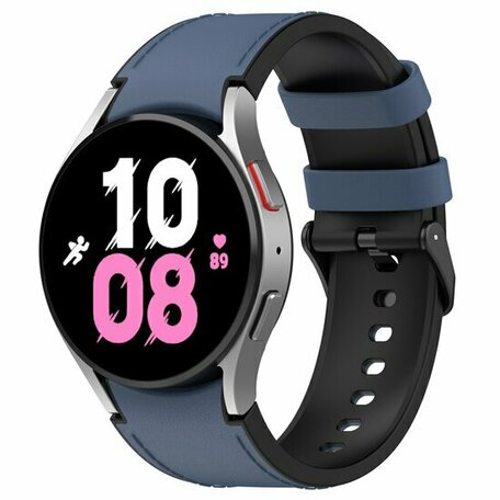 leer + siliconen bandje - Maat: small - Donkerblauw - Samsung Galaxy watch 7 - 40mm & 44mm