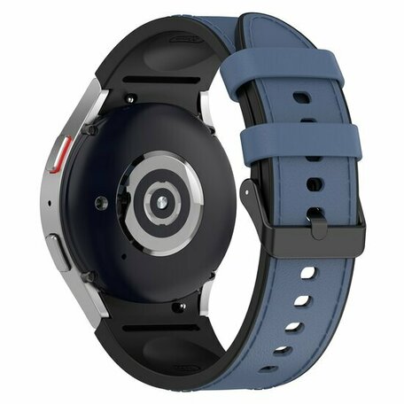 leer + siliconen bandje - Maat: small - Donkerblauw - Samsung Galaxy watch 7 - 40mm & 44mm