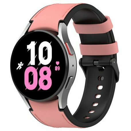 leer + siliconen bandje - Maat: small - Roze - Samsung Galaxy watch 7 - 40mm & 44mm