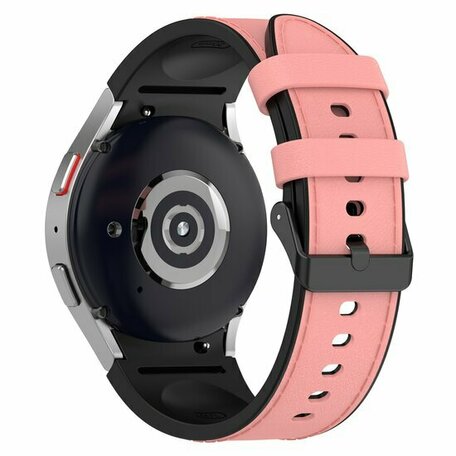 leer + siliconen bandje - Maat: small - Roze - Samsung Galaxy watch 7 - 40mm & 44mm