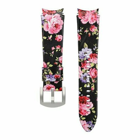 leren bandje - Bloemenprint - Samsung Galaxy watch 7 - 40mm & 44mm