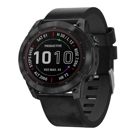 Leren bandje - Zwart - Garmin Epix Pro Gen 2 (51mm) / Quatix 7X / 6X & Tactix 7 (pro)