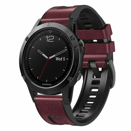 leer + siliconen bandje - Bordeaux - Garmin Epix Pro Gen 2 (51mm) / Quatix 7X / 6X & Tactix 7 (pro)