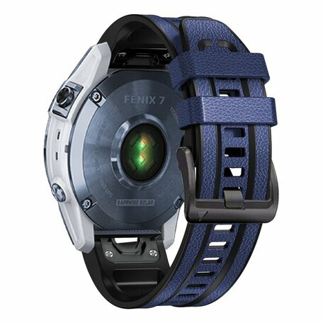 leer + siliconen bandje - Blauw - Garmin Epix Pro Gen 2 (51mm) / Quatix 7X / 6X & Tactix 7 (pro)