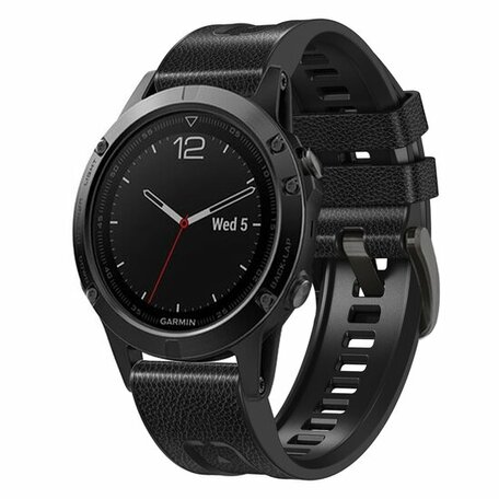 leer + siliconen bandje - Zwart - Garmin Epix Pro Gen 2 (51mm) / Quatix 7X / 6X & Tactix 7 (pro)