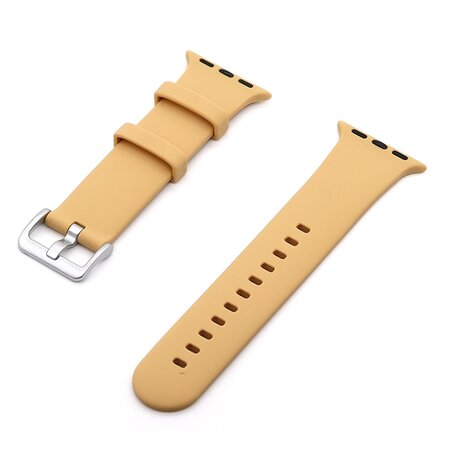 Rubberen sportbandje met gesp - Beige - Geschikt voor Apple Watch 38mm / 40mm / 41mm / 42mm