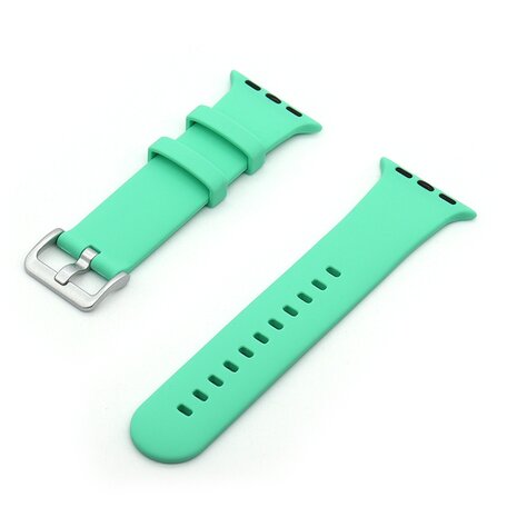 Rubberen sportbandje met gesp - Mint groen - Geschikt voor Apple Watch 38mm / 40mm / 41mm / 42mm