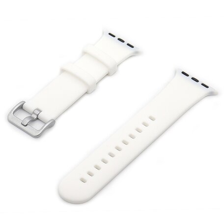 Rubberen sportbandje met gesp - Wit - Geschikt voor Apple Watch 42mm / 44mm / 45mm / 46mm / 49mm