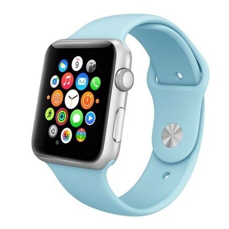 Rubberen sportbandje - Baby blauw - Geschikt voor Apple Watch 42mm / 44mm / 45mm / 46mm / 49mm