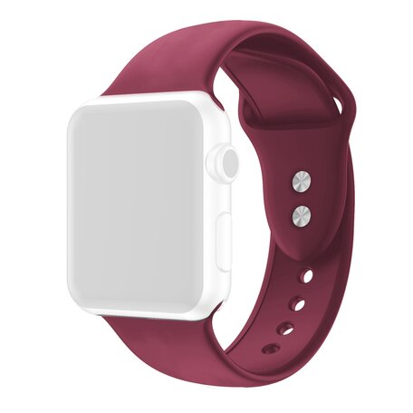 Siliconen sportbandje - Bordeaux - Dubbele druksluiting - Geschikt voor Apple Watch 38mm / 40mm / 41mm / 42mm