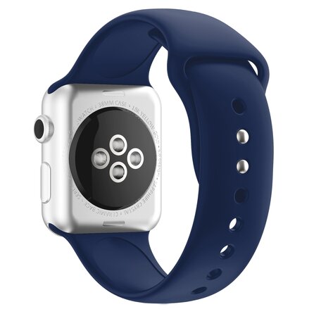 Siliconen sportbandje - Donkerblauw - Dubbele druksluiting - Geschikt voor Apple Watch 38mm / 40mm / 41mm / 42mm