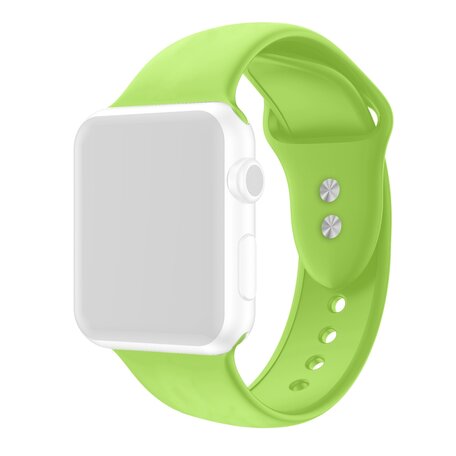 Siliconen sportbandje - Lichtgroen - Dubbele druksluiting - Geschikt voor Apple Watch 38mm / 40mm / 41mm / 42mm